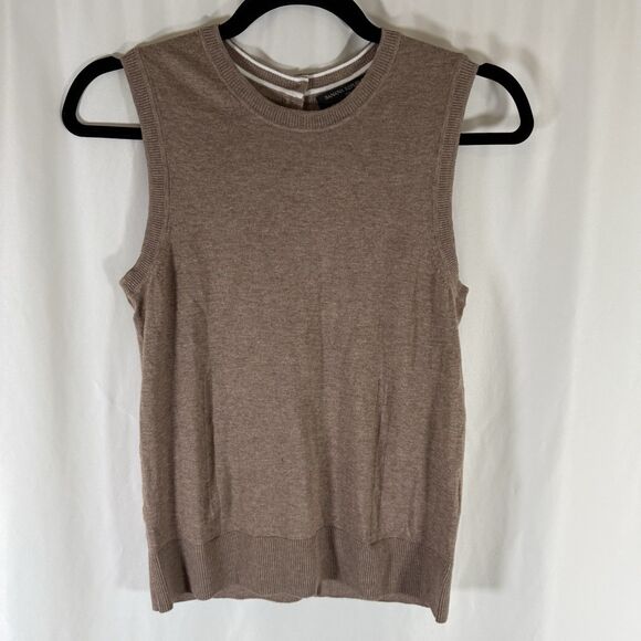 Banana Republic Tank Top Womens XS Brown Knit Sleeveless Round Neck Cotton Blend - Picture 1 of 9
